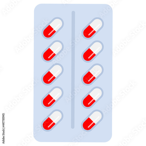white red pills in a palette. Vector illustration