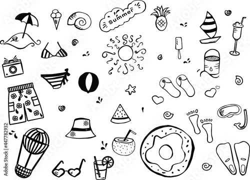 Set of summer doodle elements