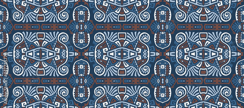 Abstract Ethnic Vector Seamless Pattern. Trendy boho tile. African textile design. Scandinavian ornament. Perfect for wallpaper, cloth, wrapping paper and other endless fill.