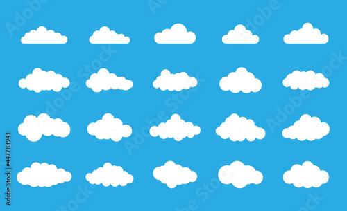 Set of clouds on blue background