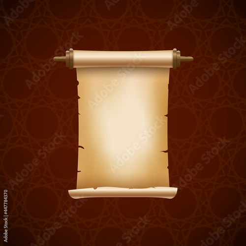 Scroll ancient vector paper parchment. Old paper scroll background banner papyrus letter frame like bible