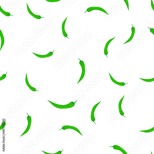 Seamless pattern with green peppers on white background
