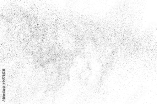 Distressed black texture. Dark grainy texture on white background. Dust overlay textured. Grain noise particles. Rusted white effect. Grunge design elements. Vector illustration, EPS 10.