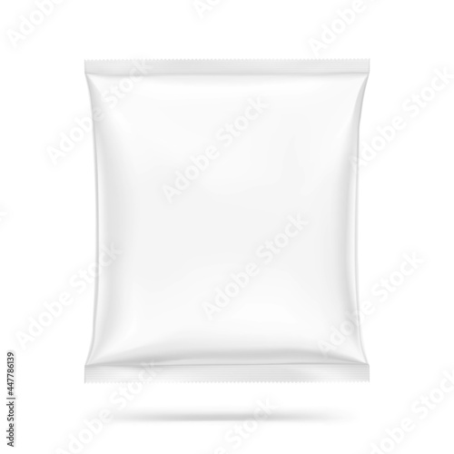 Pillow sachet bag mockup on white background. Vector illustration. Can be use for template your design, promo, adv. EPS10.	
