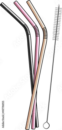 Eco friendly metal Stainless Steel Straw Reusable Tube. Drinking Tubule and Cleaning Brush