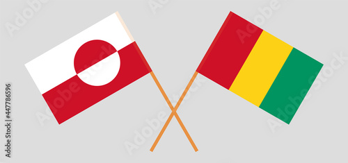 Crossed flags of Greenland and Guinea. Official colors. Correct proportion