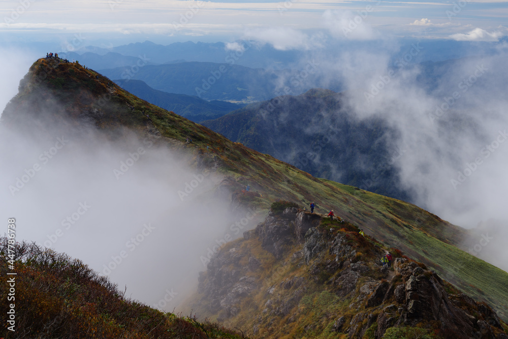 Mountains in high fog