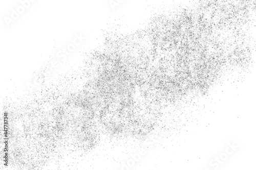 Distressed black texture. Dark grainy texture on white background. Dust overlay textured. Grain noise particles. Rusted white effect. Grunge design elements. Vector illustration, EPS 10.