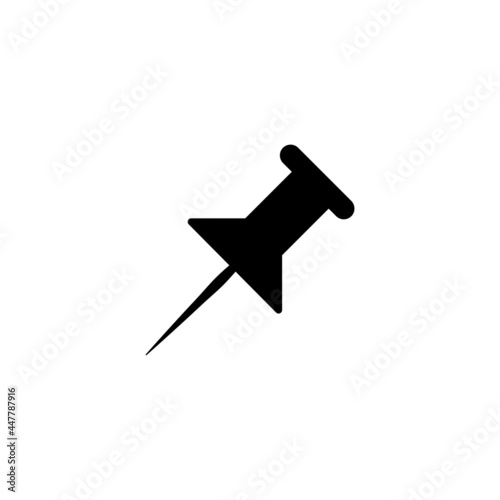 Simple pushpins or drawing pin icon in black on white background. Trendy flat isolated symbol sign can be used for: illustration, logo, mobile, app, design, web, dev, ui, ux, gui. Vector EPS 10