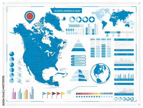 North America Map and infograpchic elements