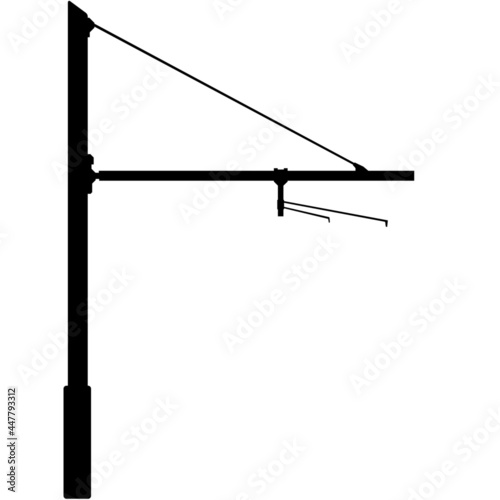 Catenary mast or Contact line mast for overhead line pantographs such as Electric e-truck Lorry, LKW and trams. Detailed realistic silhouette