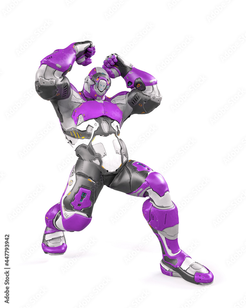 future soldier is doing a smash pose on white background future soldier is doing a smash pose on white background