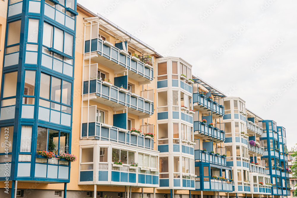 apartments with colorful steel balcony