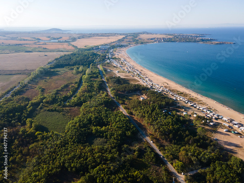 Fototapeta Naklejka Na Ścianę i Meble -  Aerial view of Gradina (Garden) Beach near town of Sozopol, Bulgaria
