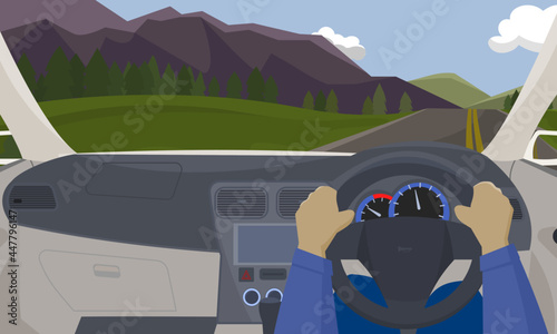 right hand pov driving in the mountain vector illustration photo