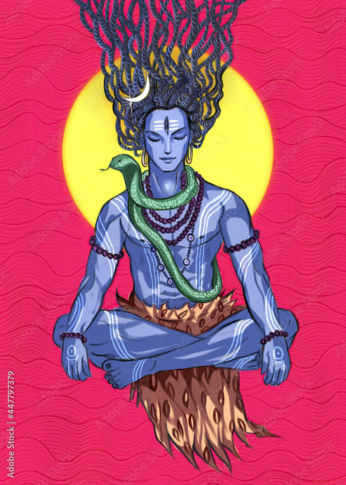 Shiv Lord Shiva 3D Wallpaper painting Stock Illustration | Adobe Stock
