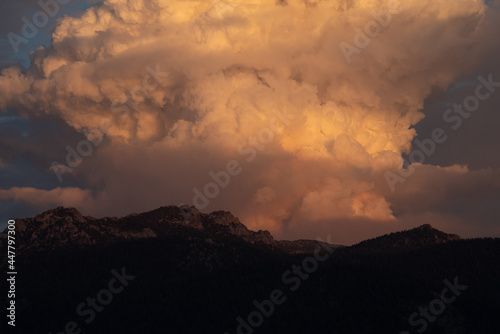 Close Up of the Base of the Tamarack Fire Cloud Blow-Up Over the Eastern Sierras from the Lake Tahoe Basin in California