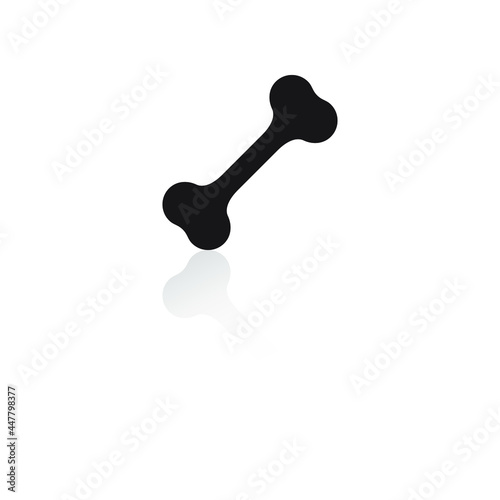 Кость силуэт.  Bone for a dog silhouette with reflection. Vector drawing.