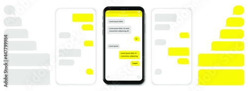 SmartPhone chatting sms template bubbles. SMS chat composer. Place your own text to the message. Phone chatting sms template bubbles. Vector illustration.