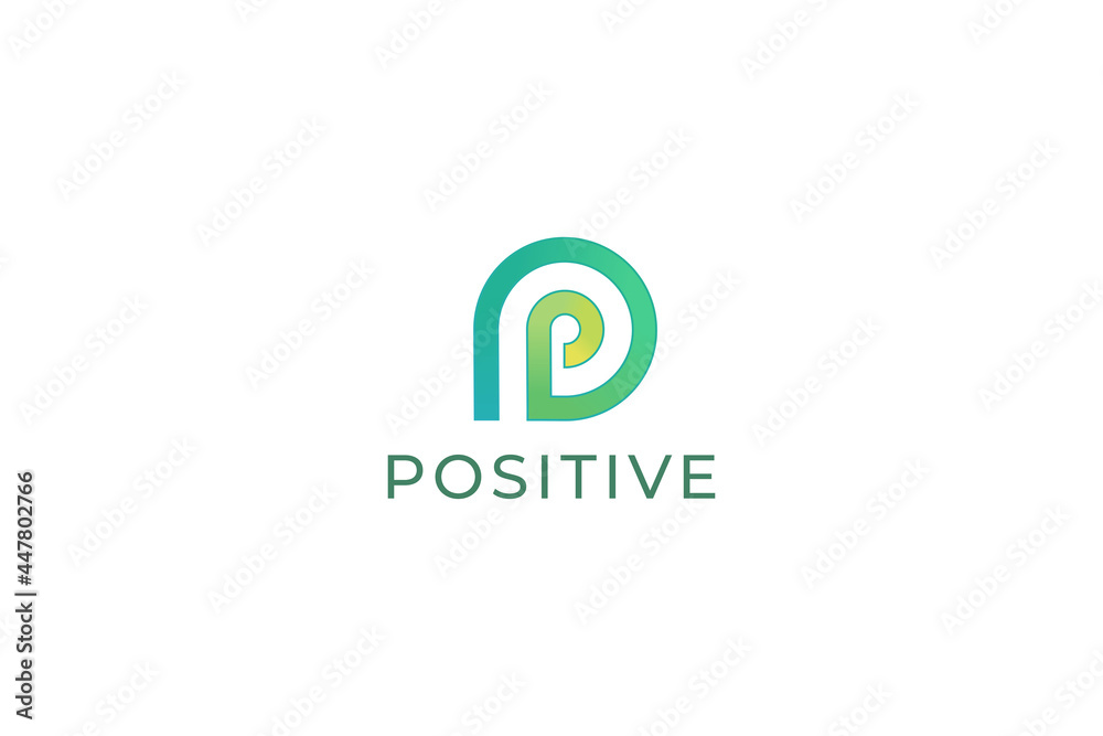 Letter P green color 3d creative natural circle shield business logo