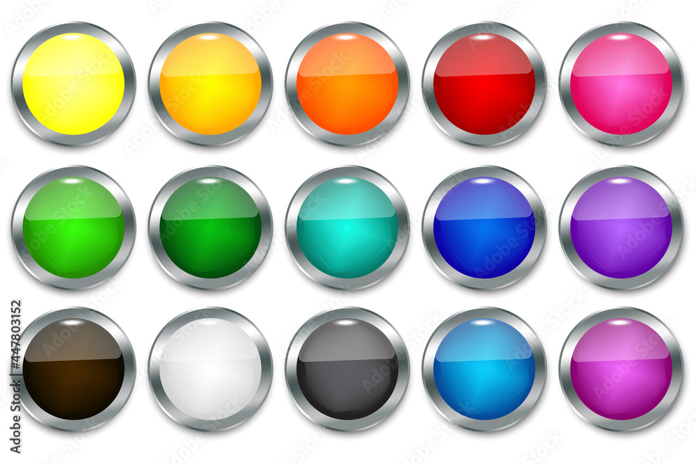 plastic colored buttons in modern style. Blank shiny colored buttons. Banner web buttons. Vector illustration. plastic colored buttons in modern style. Blank shiny colored buttons. Banner web buttons. Vector illustration.