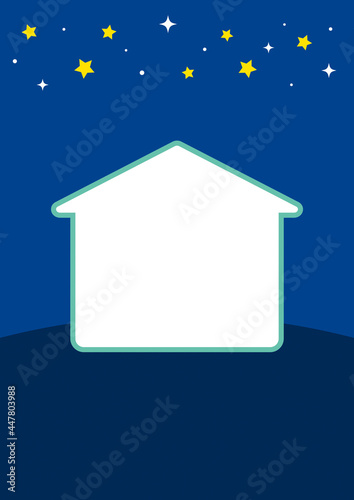 夜空と家の形のフレーム