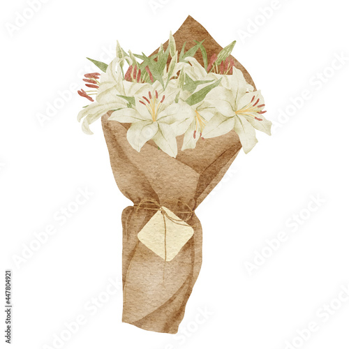 watercolor tropical lily flower hand paper bouquet