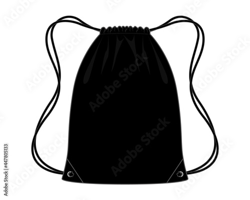 Blank Black Drawstring Bag Template Vector On White Background