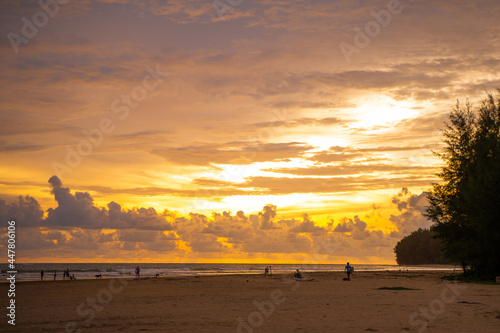beautiful sunset at Khaolak Beach in Phang-nga
