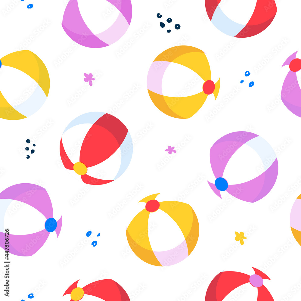 Seamless pattern with beach toy balls.