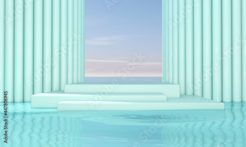 Podium and wall scene abstract background. 3D illustration, 3D rendering 