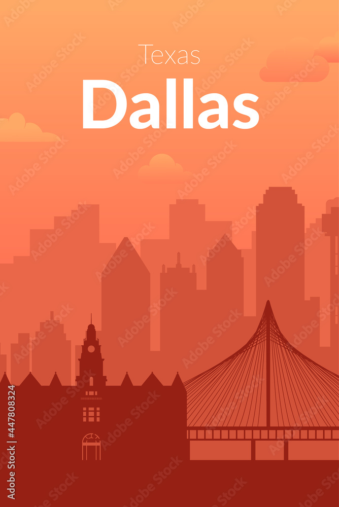 Dallas, USA famous city scape view background.