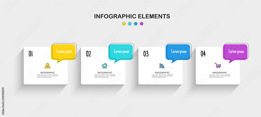 Four steps minimal timeline Infographics design template.	
