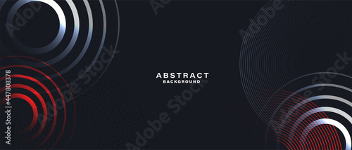 Abstract black background with white circle rings. Digital future technology concept. vector illustration.