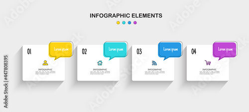 Four steps minimal timeline Infographics design template. 