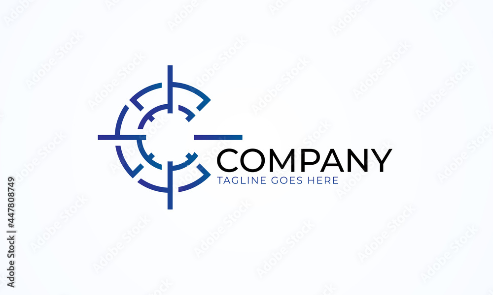 Initial C Target Logo, usable for brand and company logos, flat design logo template, vector illustration