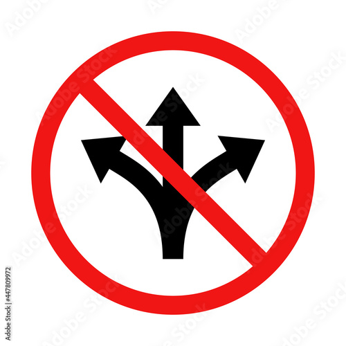 Free Download Vector No Three Way Direction Sign Illustration - GFXLoad