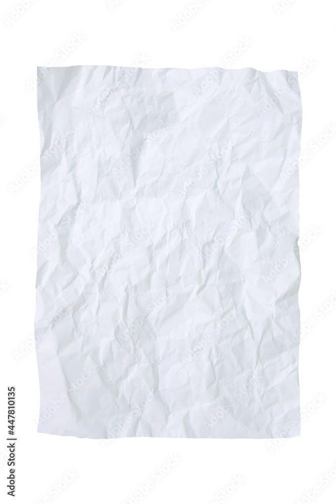 White crumpled paper isolated on white background. Image with Clipping path. White crumpled paper isolated on white background. Image with Clipping path.