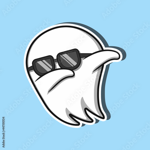 Cartoon ghost with dabbing pose illustration vector
