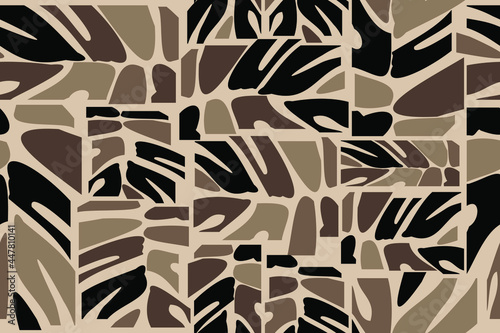   
Abstract tropical pattern. Stylized leaves. Fashionable ornament. Safari. Seamless texture