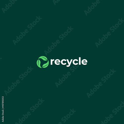 leaves circular recycle sign symbol logo design