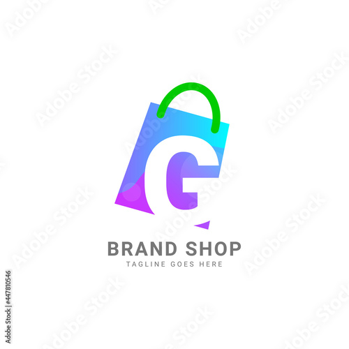 letter G trendy shopping bag vector logo design element