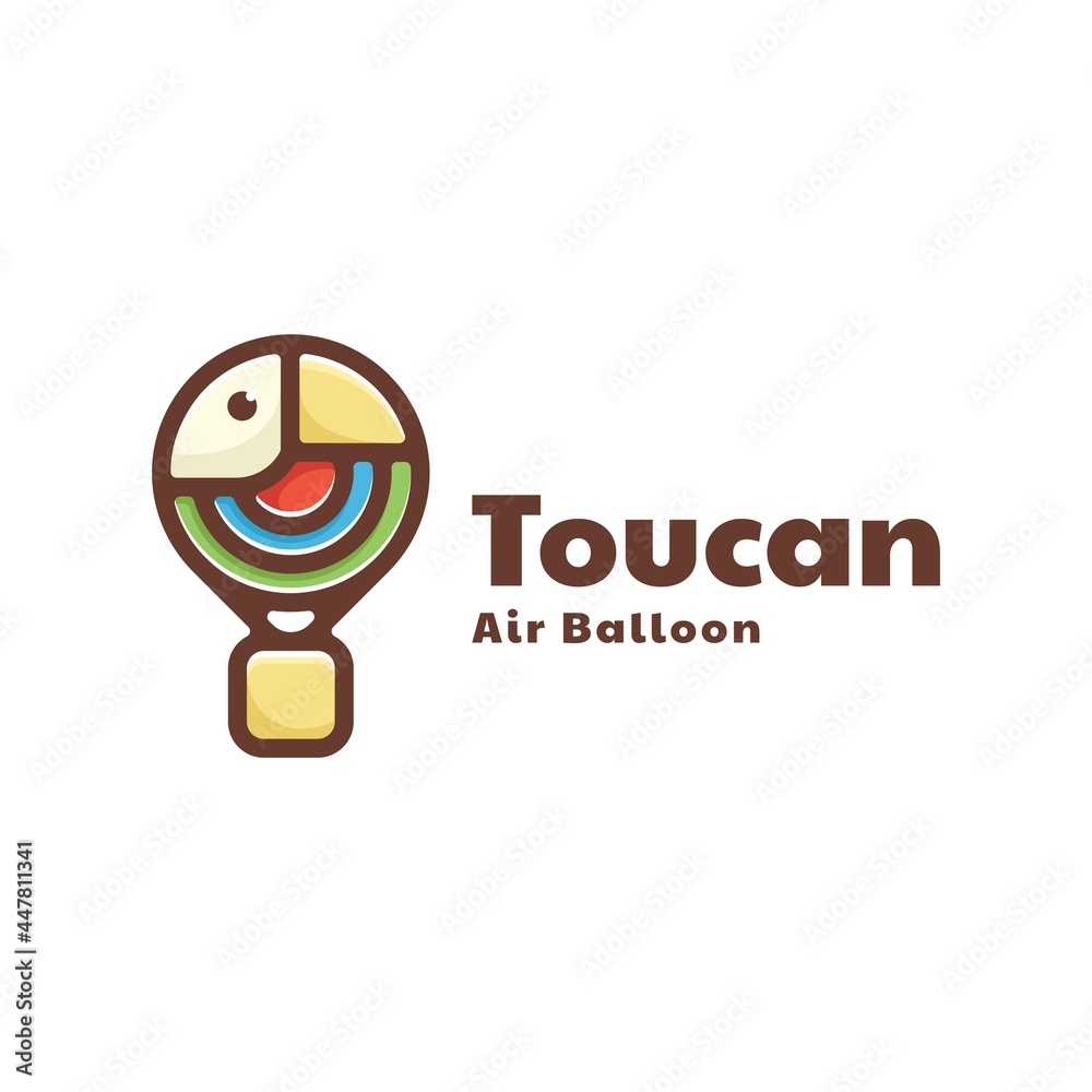 Vector Logo Illustration Toucan Air Balloon Dual Meaning Style. Vector Logo Illustration Toucan Air Balloon Dual Meaning Style.
