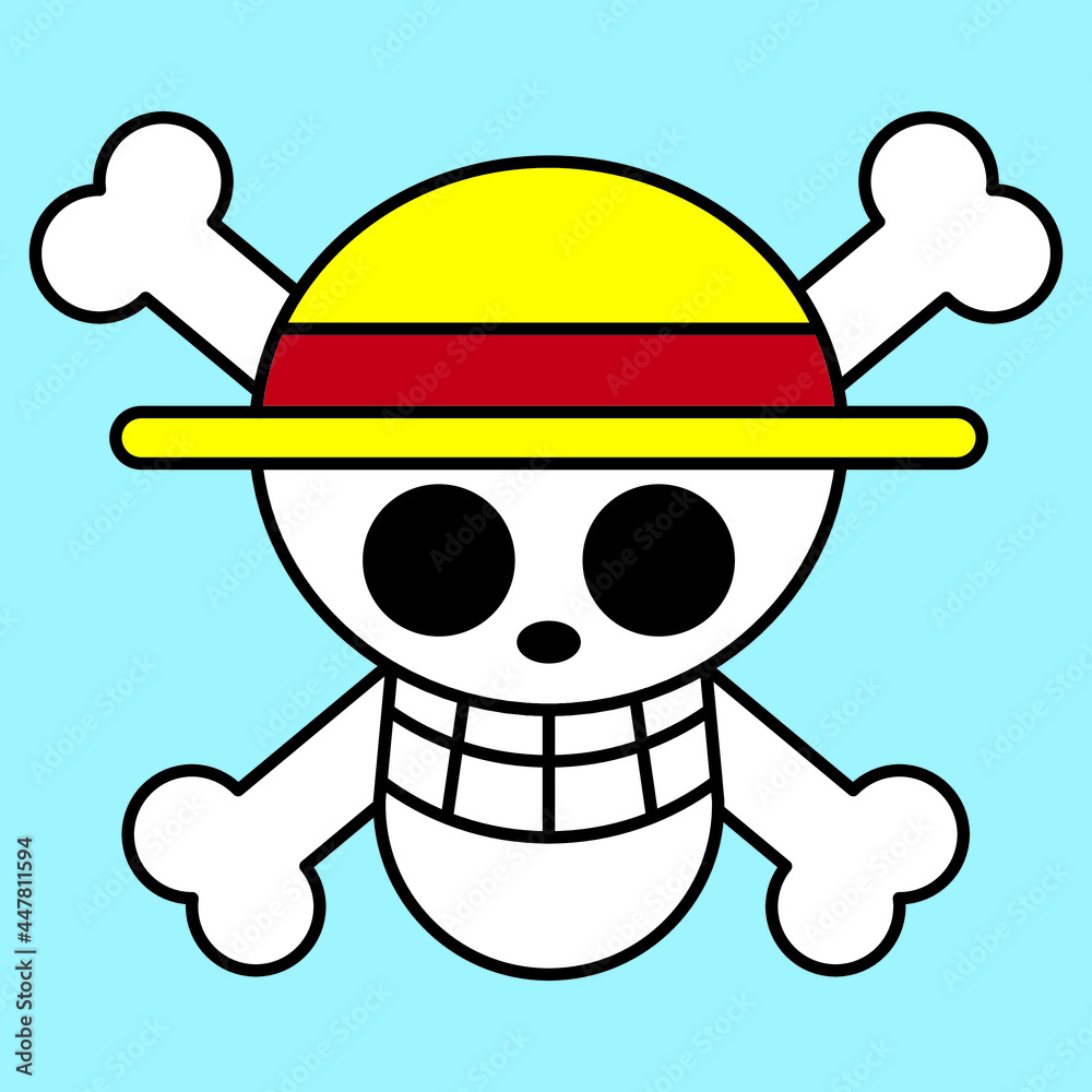 Straw hat pirate logo. One Piece anime or comic series. isolated vector  Stock Vector | Adobe Stock