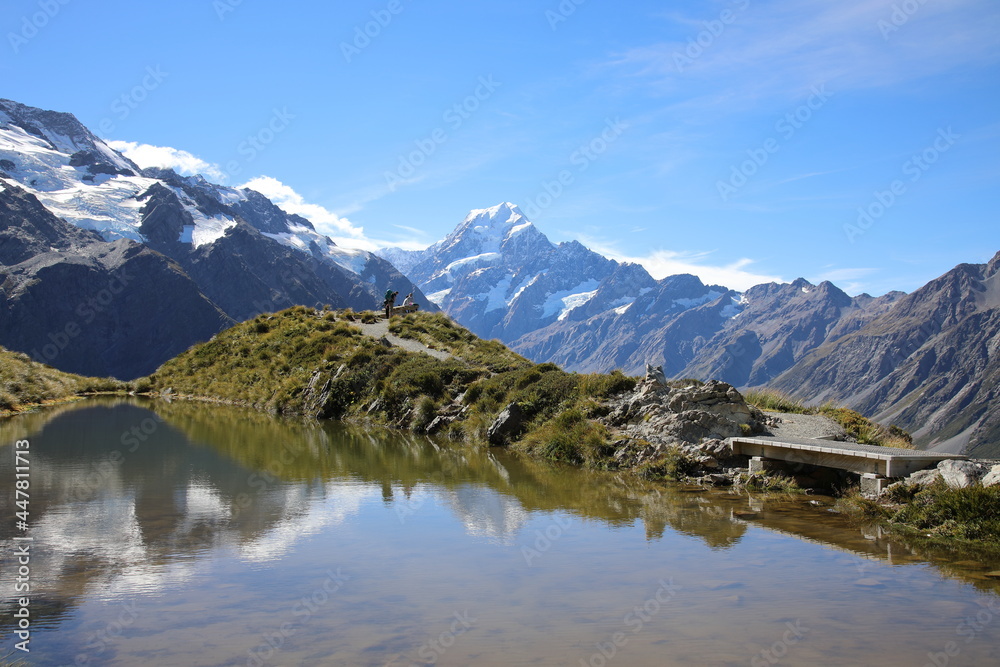 View of Aoraki Mount Cook National Park from Sealy Tarns Track, South Island of New Zealand