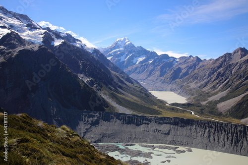 View of Aoraki Mount Cook National Park from Sealy Tarns Track, South Island of New Zealand