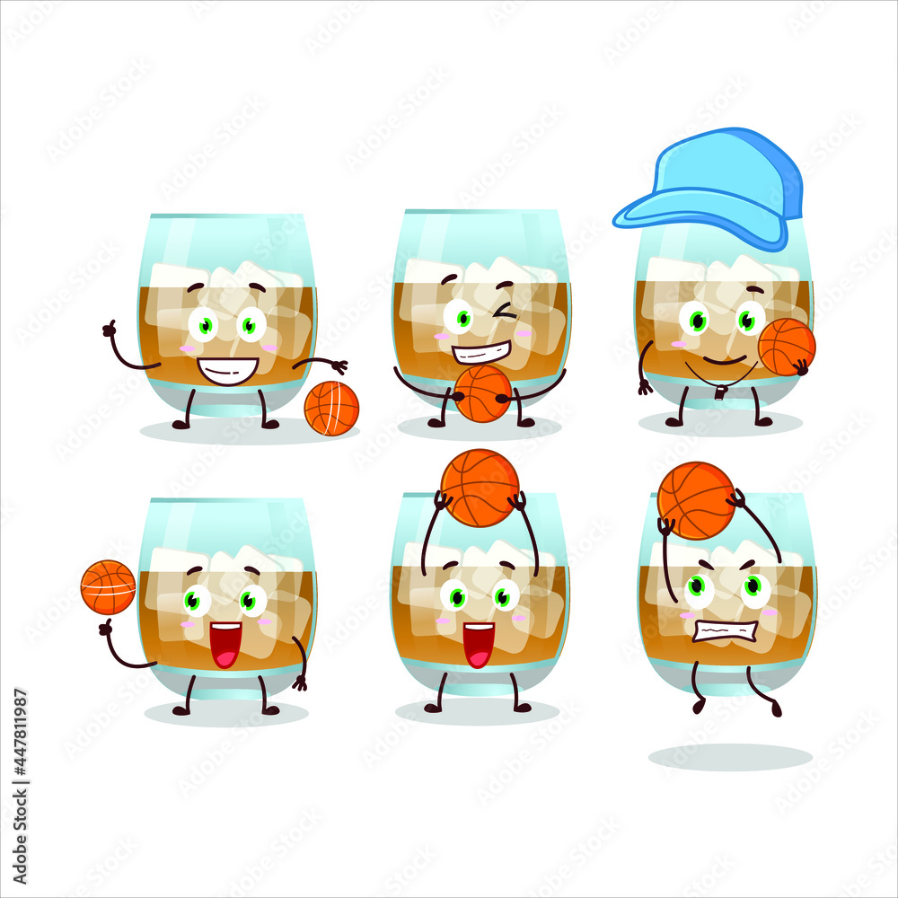 Talented rum drink cartoon character as a basketball athlete. Vector illustration Talented rum drink cartoon character as a basketball athlete. Vector illustration