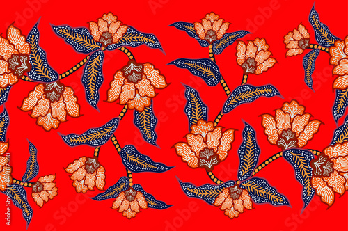 Indonesian batik motifs with very distinctive plant patterns