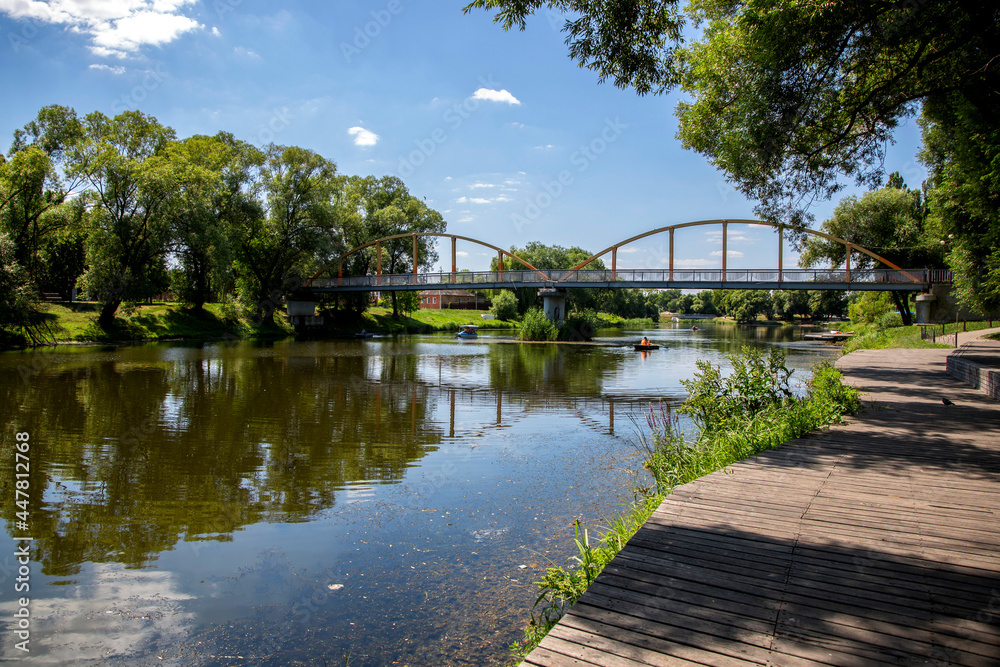  View of the Bridge Over The Vezelka River In Victory Park In The Center of Belgorod