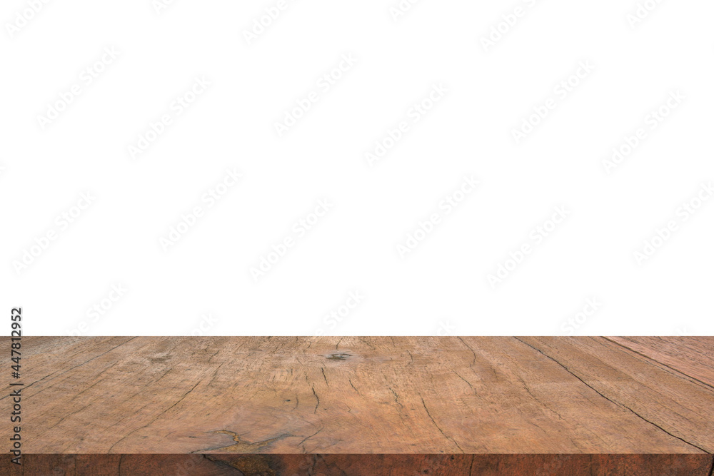 Wood table isolate on white background, wood floor - Can used for display or montage or mock up your products. Wood table isolate on white background, wood floor - Can used for display or montage or mock up your products.